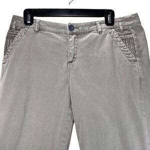 Sundance Womens Beige Pants Tan Chinos Embroidered Pockets Size 8 Preppy